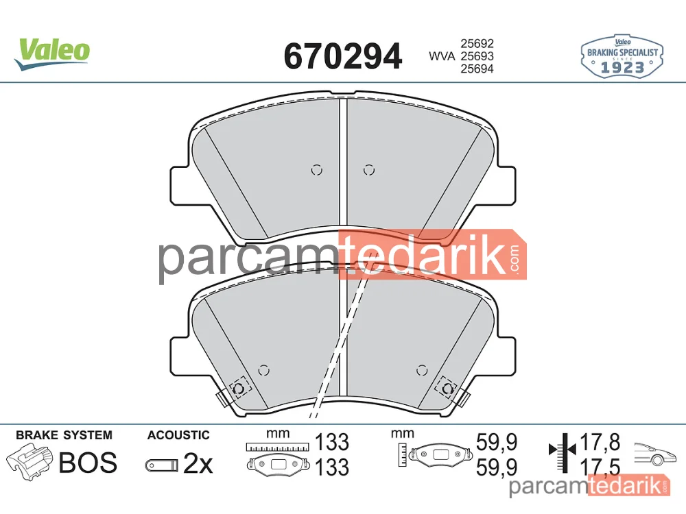 670294 | Fren Balatası — Hyundai i30 Coupe, Kia Ceed, Hyundai i30